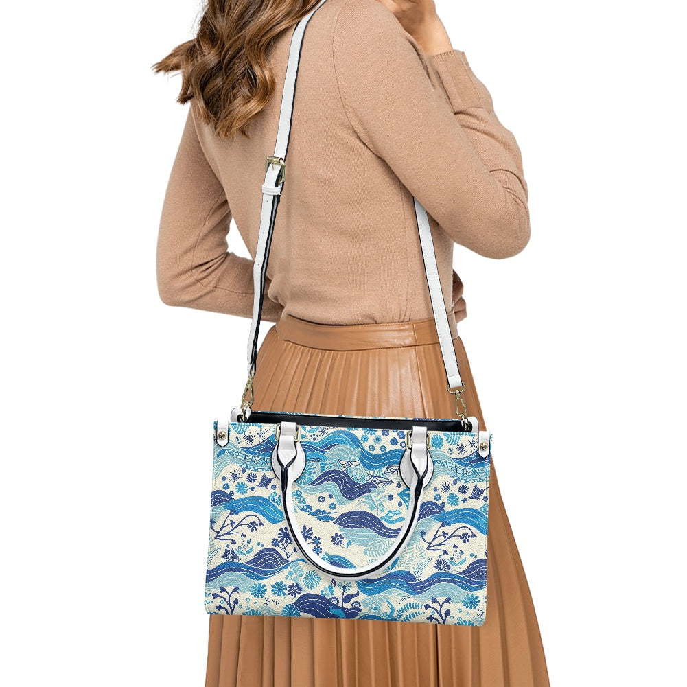 Timeless Waves: Elegant PU Leather Twill Carryall handbag