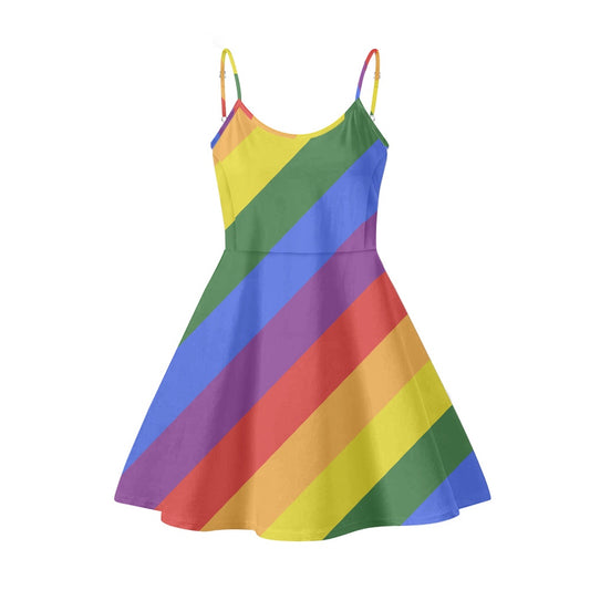 Rainbow Strappy dress white
