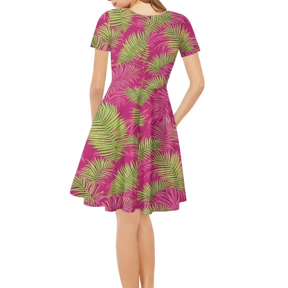 Women short Sleeve Ruffle Dress