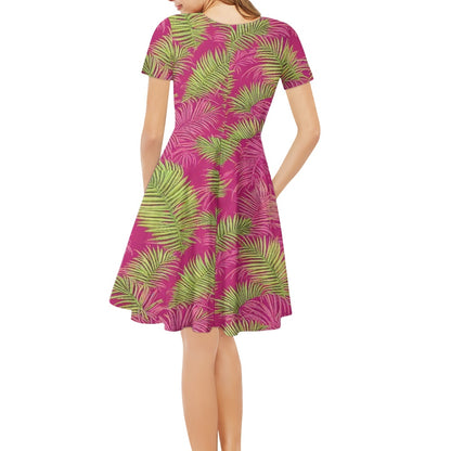 Women short Sleeve Ruffle Dress