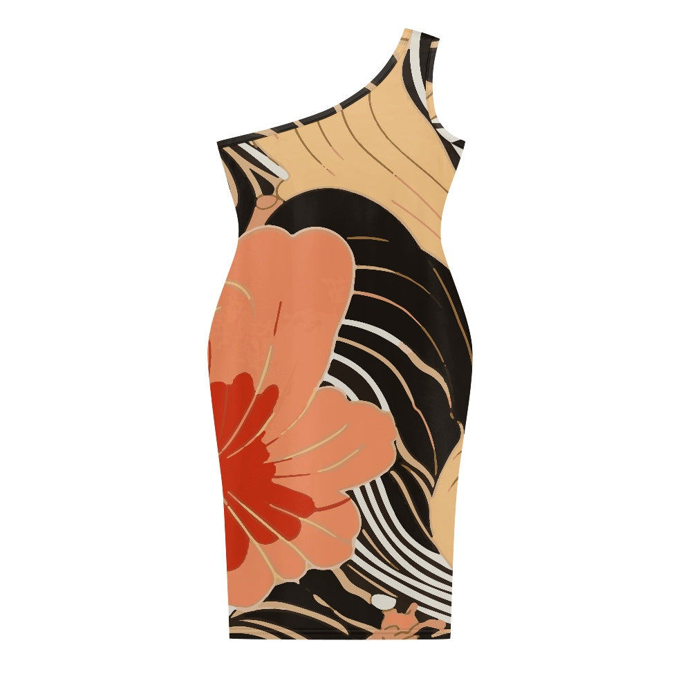 Discover Elegance: Luxtrini's One-Shoulder Slim Dress - Tropical