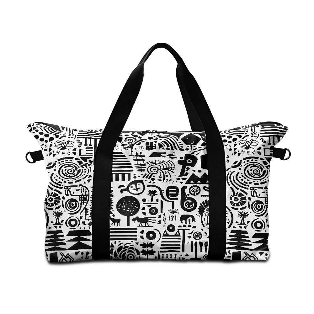 Black and White Ethnic African Lightweight luggage white ONESIZE