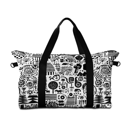 Black and White Ethnic African Lightweight luggage white ONESIZE