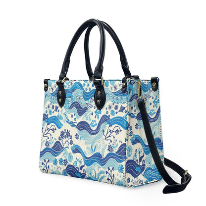 Timeless Waves: Elegant PU Leather Twill Carryall handbag