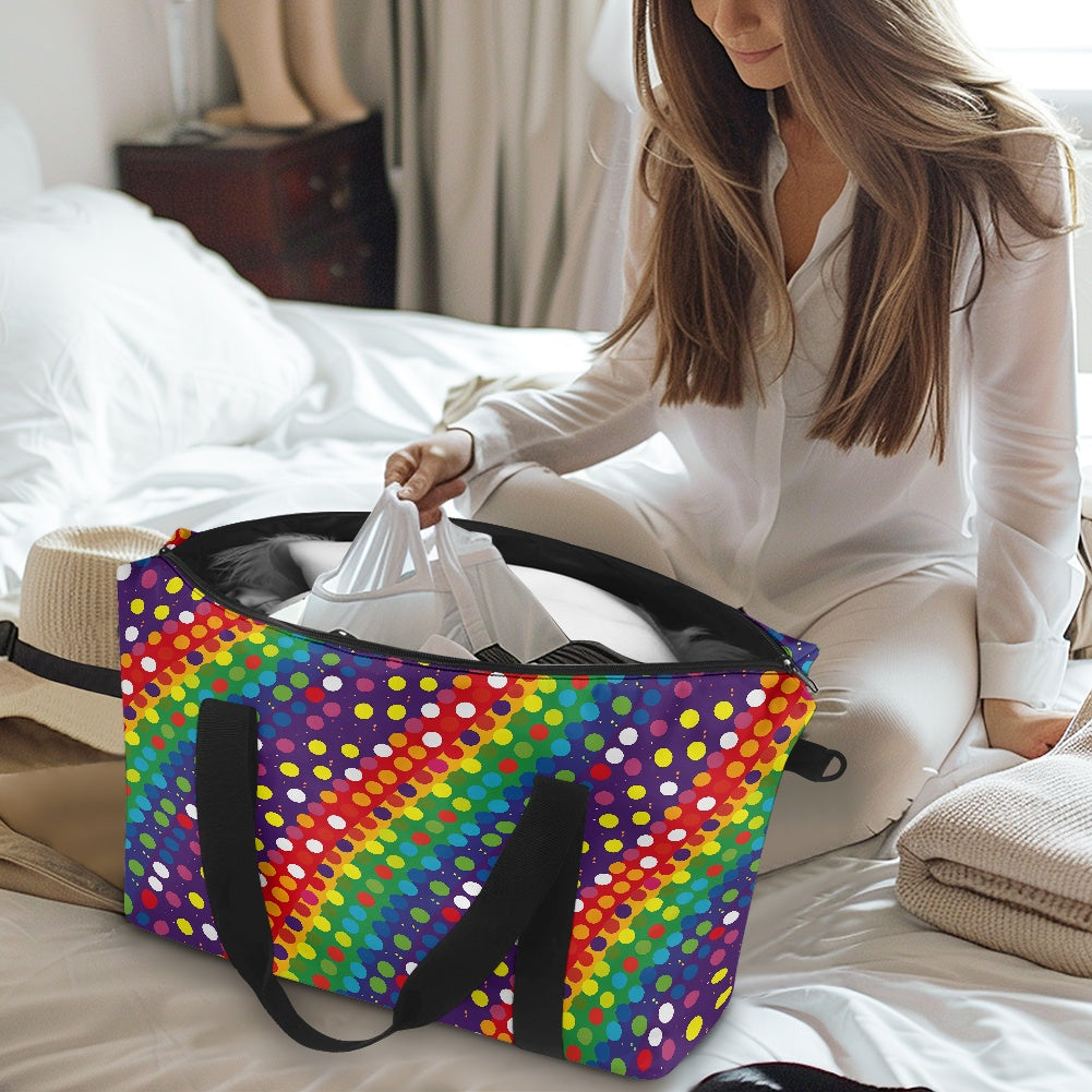 Dark Rainbow Stripes with Polka Dots Lightweight luggage