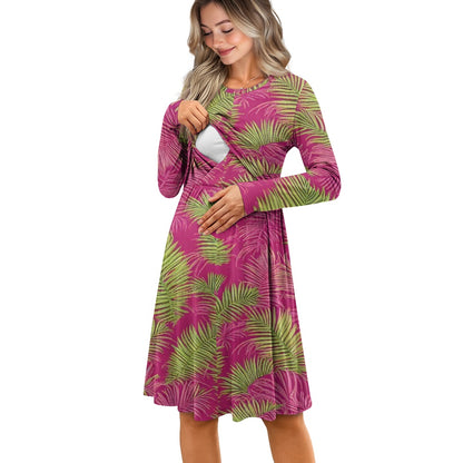 Long Sleeve Maternity Nursing Dress