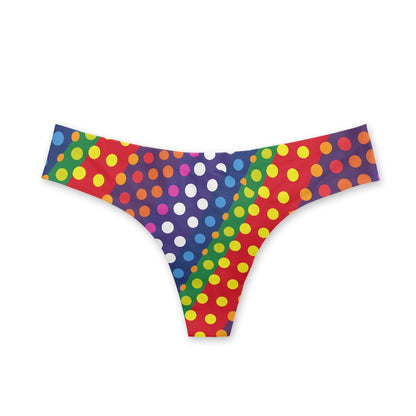 LGBTQ-Friendly Rainbow Polka Dot Women T-back Underwear by Luxtrini white