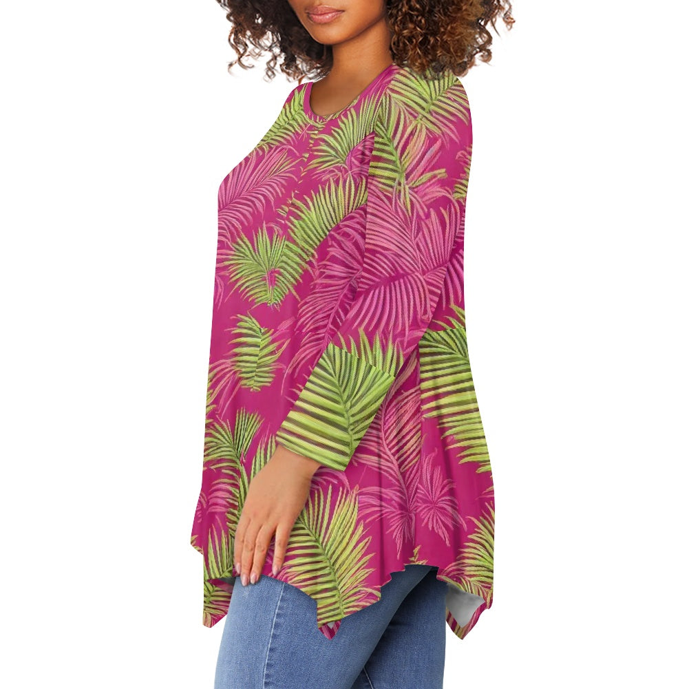Women's irregular long sleeve tops