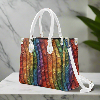 Alligator Rainbow Pride Women's PU leather twill handbag