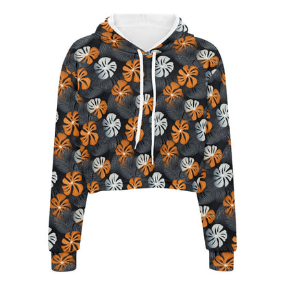 Women's midriff-baring sweatshirt - Tropical white