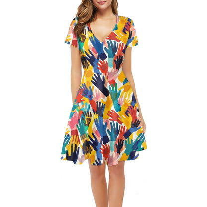 LGBTQ Women V-Neck Short Sleeve Ruffle Dress