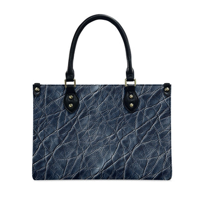 Sapphire Grace: Timeless Navy PU Leather Twill Handbag for Women