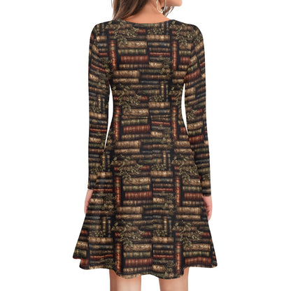 V-Neck Long Sleeve Ruffle Dress
