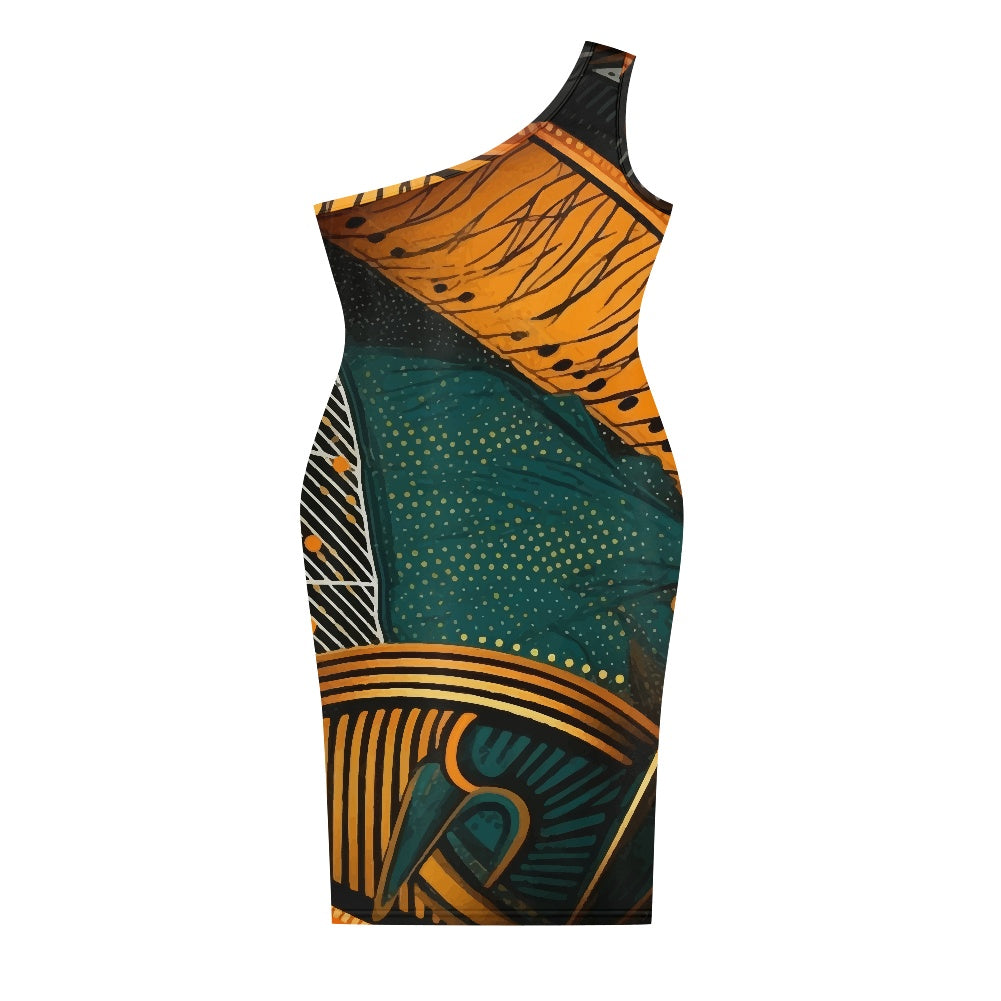 Discover Elegance: Luxtrini's One-Shoulder Slim Dress - Ethnic