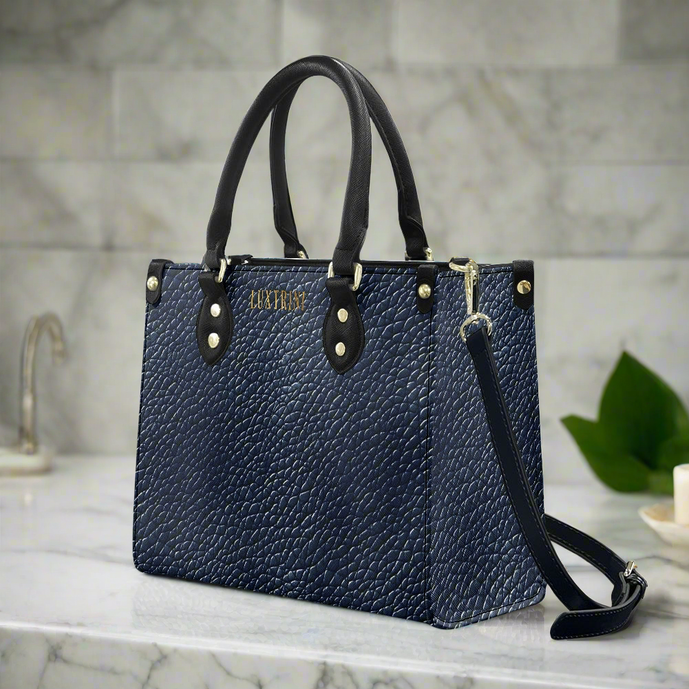 Navy Women's PU Leather Twill Handbag by Luxtrini