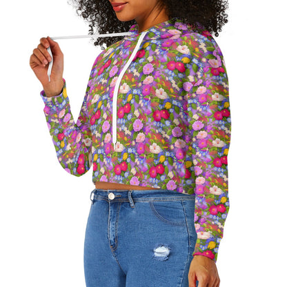 Women's midriff-baring sweatshirt - Floral