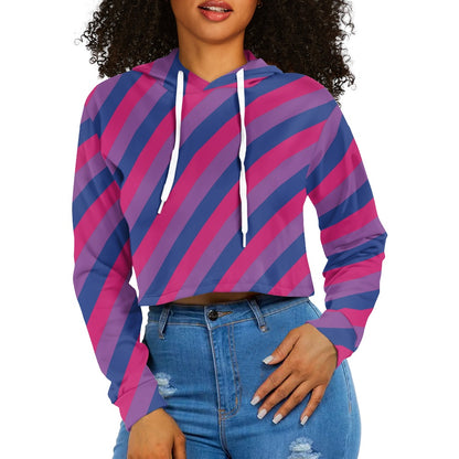 Women's midriff-baring sweatshirt - Bi Stripes