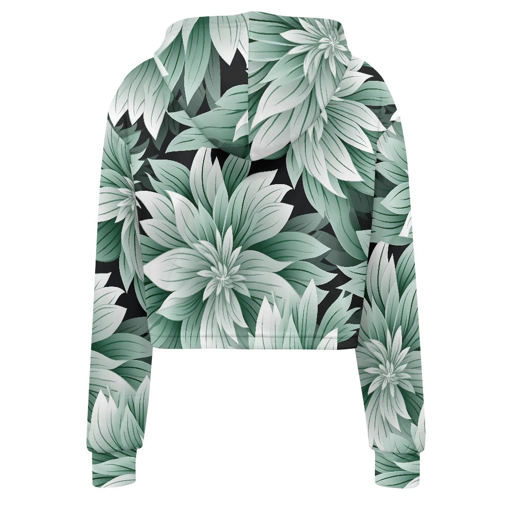 Women's midriff-baring sweatshirt - Green Tropical