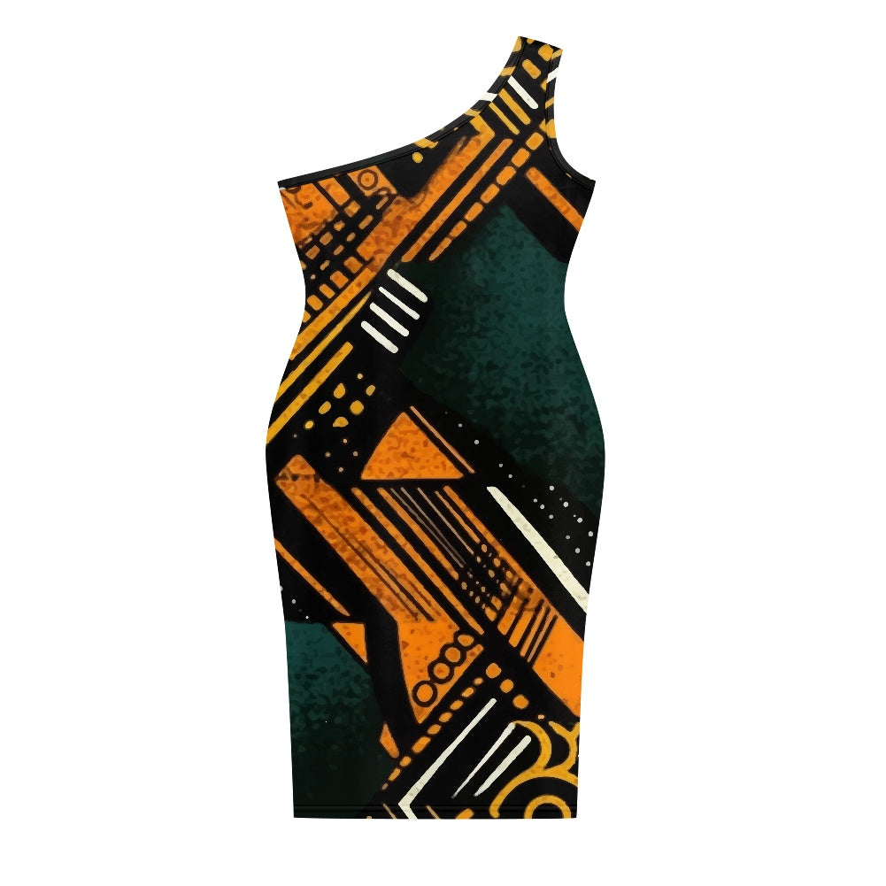 Discover Elegance: Luxtrini's One-Shoulder Slim Dress - Ethnic