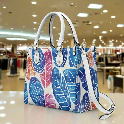 Tropical Breeze: Hand-Painted Leaf Print,  Women's PU leather twill handbag