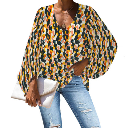 V-Neck Chiffon Puff Sleeve Blouse – Celebrate Unique Expression by Luxtrini