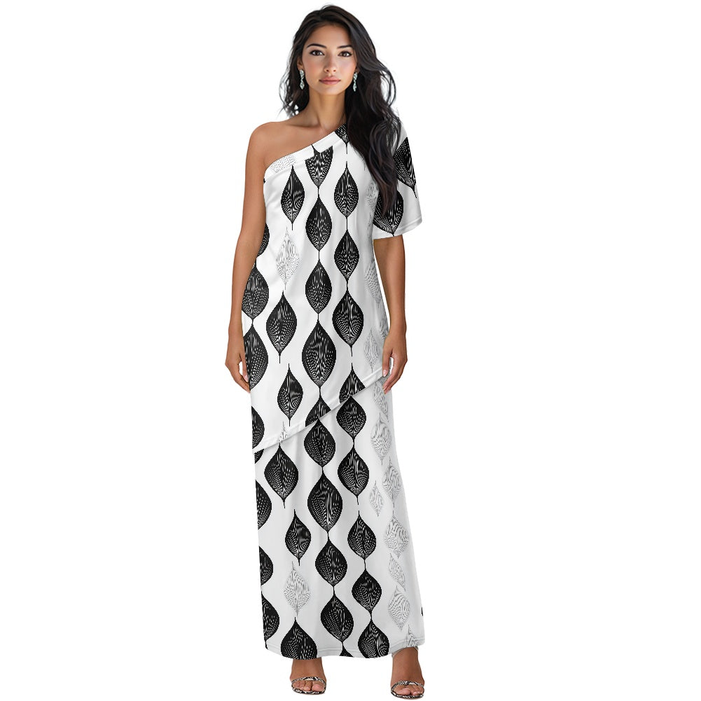 Elegant Off-Shoulder Two-Piece Dress for Women white