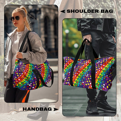 Dark Rainbow Stripes with Polka Dots Lightweight luggage