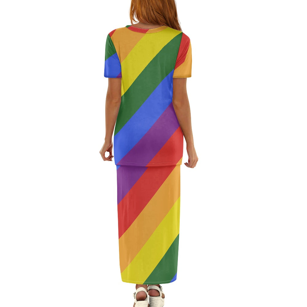 Rainbow Guinea Style Maxi Dress Set