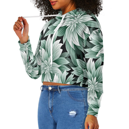 Women's midriff-baring sweatshirt - Green Tropical