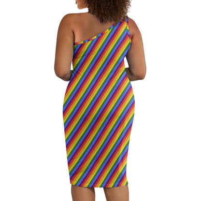Rainbow Women's one-shoulder slim dress