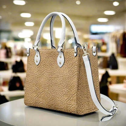 Desert Dune: Elegant Beige PU Leather Twill Handbag Women's