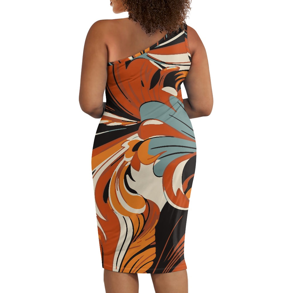 Discover Elegance: Luxtrini's One-Shoulder Slim Dress - Abstract