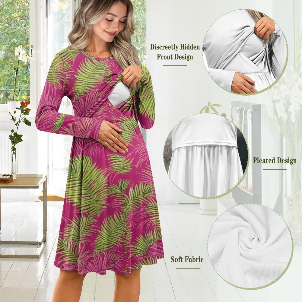 Long Sleeve Maternity Nursing Dress
