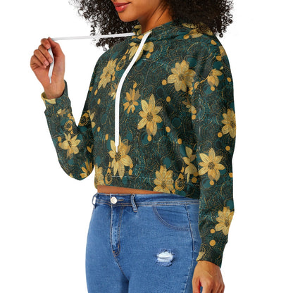 Women's midriff-baring sweatshirt - Gold & Green