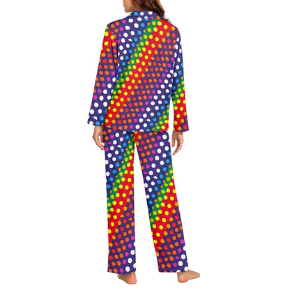 Rainbow Polka Dot Pajama Set (Buttons)