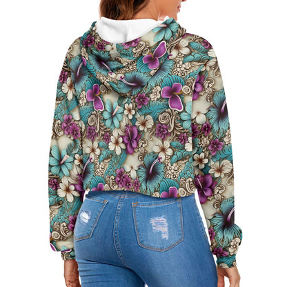 Women's midriff-baring sweatshirt - Floral