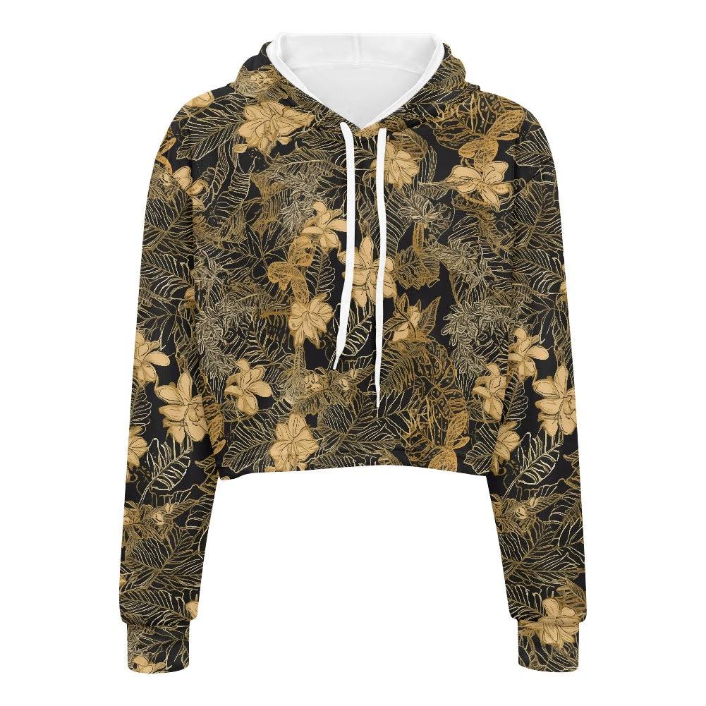 Women's midriff-baring sweatshirt - Island Tropical white