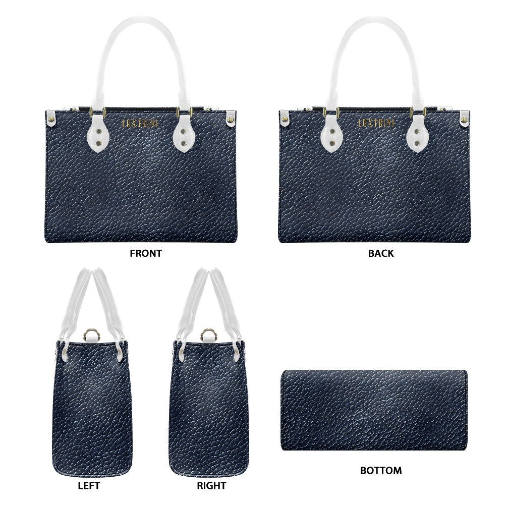 Navy Women's PU Leather Twill Handbag by Luxtrini