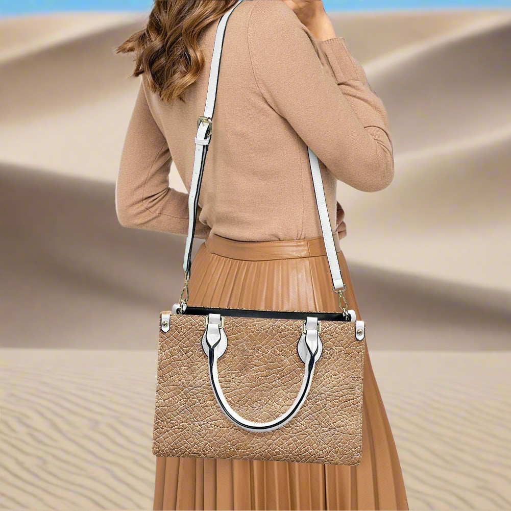 Sahara Grace: Minimalist Tan Women's PU leather twill handbag