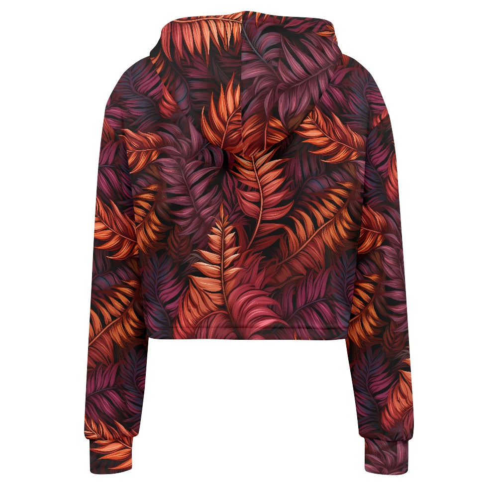 Women's midriff-baring sweatshirt - Red Tropical Passion