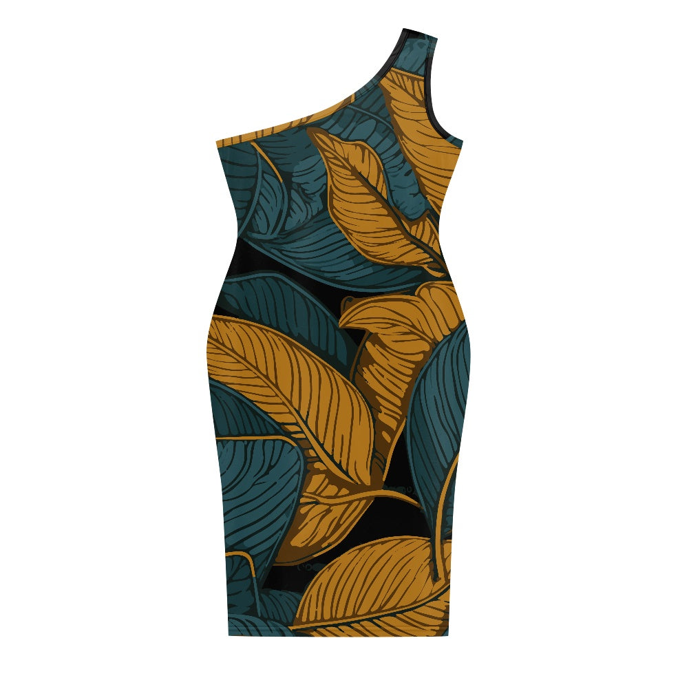 Discover Elegance: Luxtrini's One-Shoulder Slim Dress - Tropical