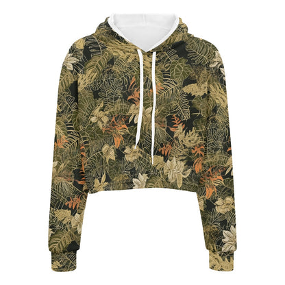 Women's midriff-baring sweatshirt - Tropical Island white