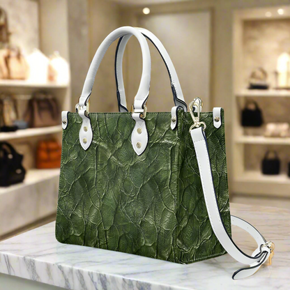 Green Embossed Statement Women's PU Leather Twill Handbag