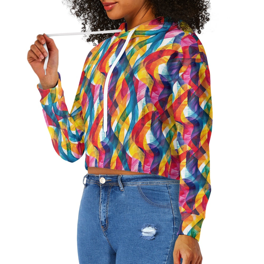 Women's midriff-baring sweatshirt - Rainbow