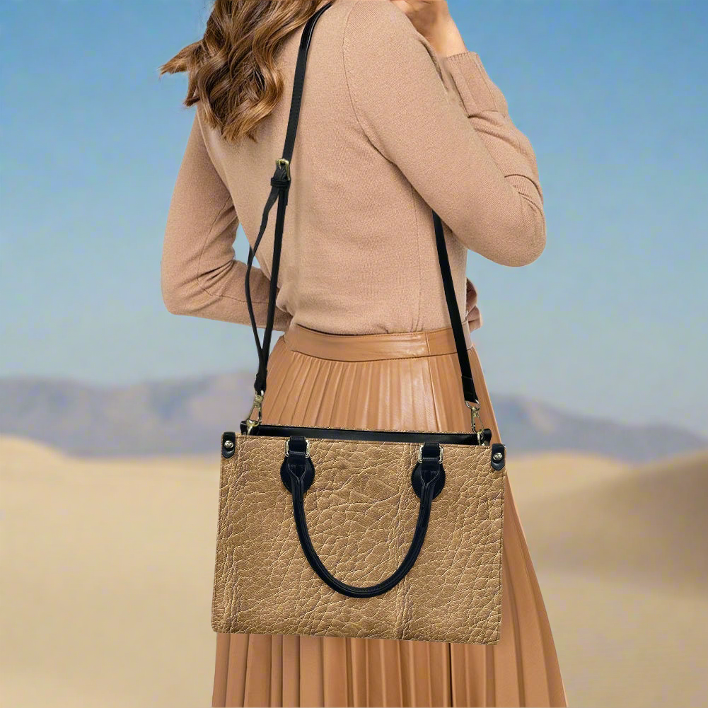 Golden Dune: Classic Textured PU Leather Women's Twill Handbag