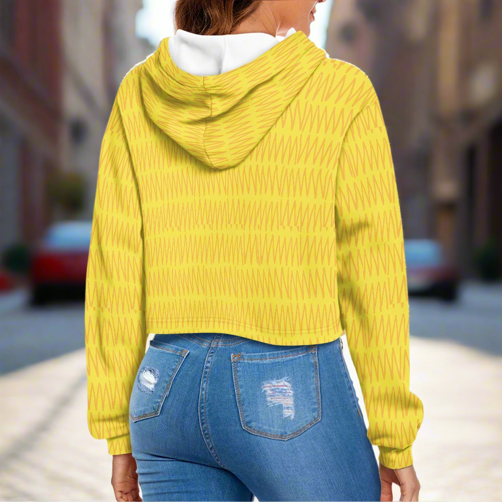 Women's midriff-baring sweatshirt - Yellow mudcloth