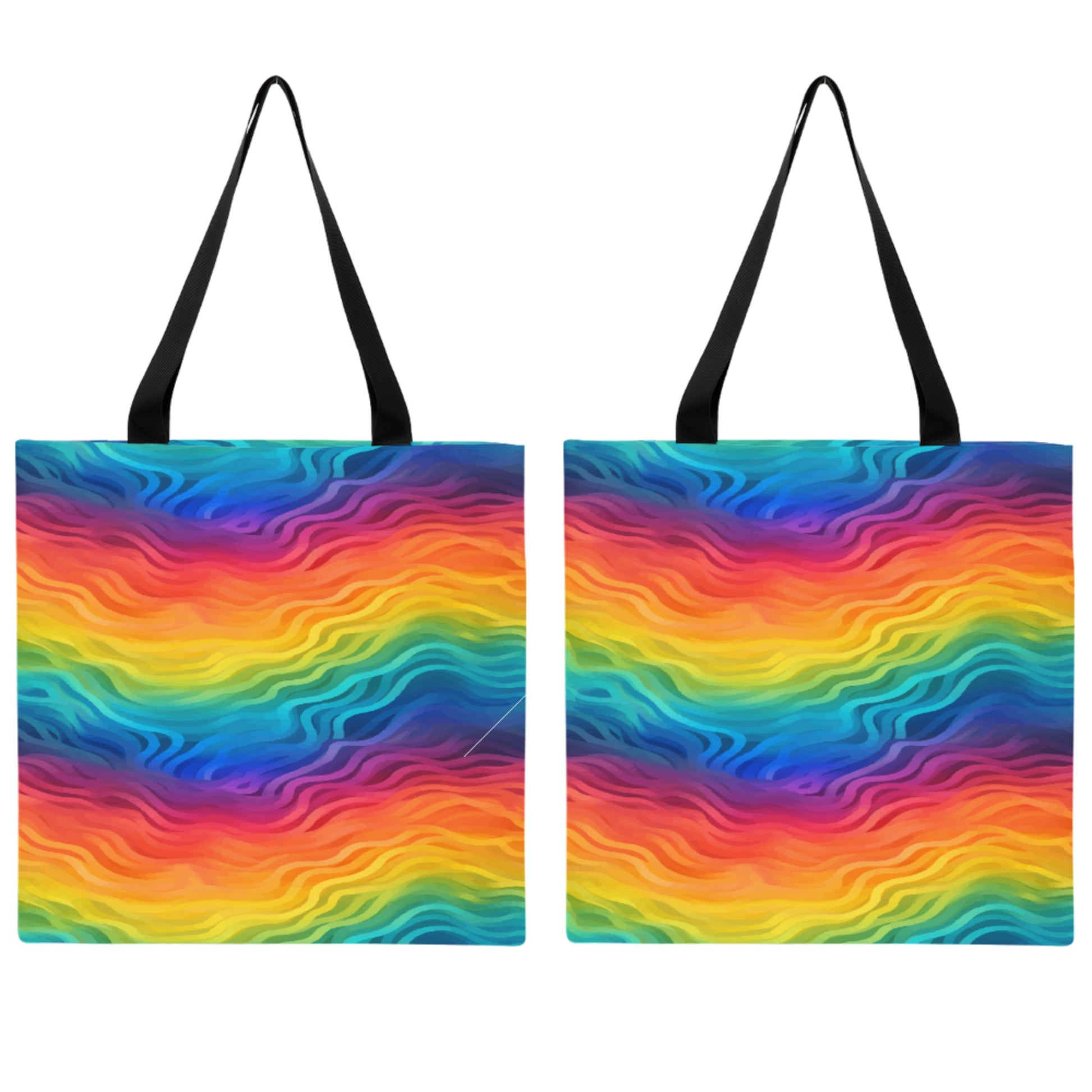 Rainbow Wave Canvas Tote Bag – Eco Chic Oversized Shoulder Bag for Shopping, Beach Days &amp; Everyday Adventures