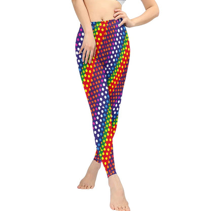 LGBTQ-Friendly Rainbow Polka Dot Long Yoga Pants by Luxtrini