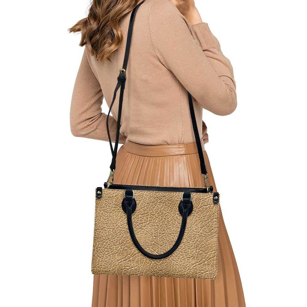 Desert Dune: Elegant Beige PU Leather Twill Handbag Women's