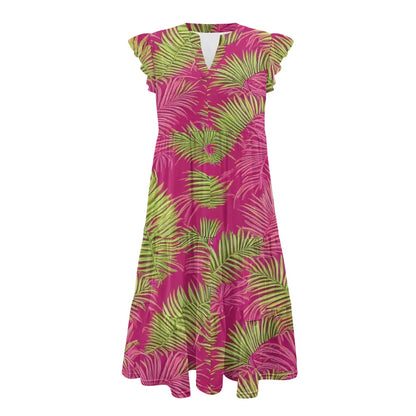 Women's V-neck pocket waist patchwork dress